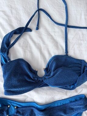 Victoria's Secret Shimmering Deep Blue Bikini Top